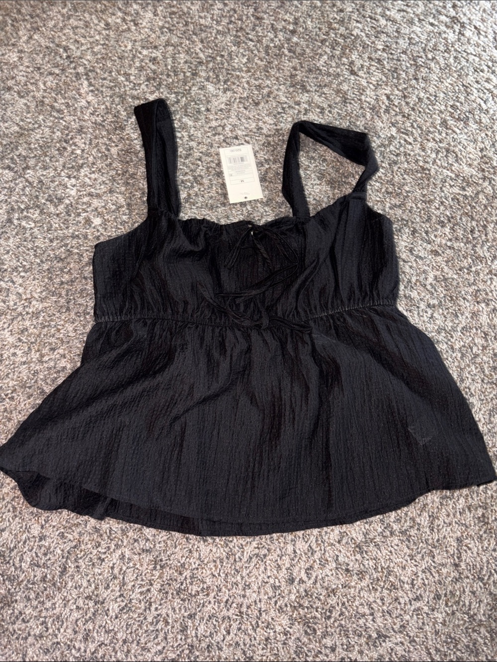 a new day Black Square-Neck Tank with Tie Detail